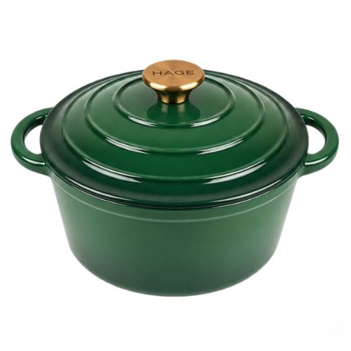 Hrnec litinový smaltovaný HAGE 4 l zelený 24 cm s poklicí