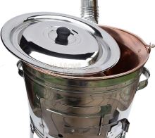 Kotlíkový set Párty Echo 3 v 1, nerezová kotlina 39 cm měděný kotlík 14 L s nerezovou poklicí, paella pánev a grilovací rošt  s příslušenstvím (1)