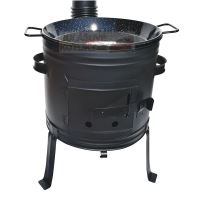 Kotlíkový set Párty 3 v 1, černá kotlina 39 cm a smaltovaný kotlík 14 L s nerezovou poklicí a příslušenstvím (2)