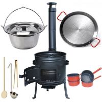 Kotlíkový set Párty 2 v 1 full, kotlina 45 cm a kotlík nerez Lux 30 L s příslušenstvím