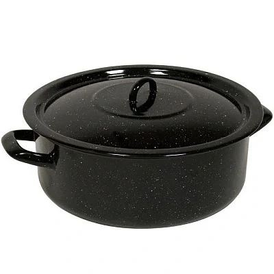 Kastrol s poklicí 50 l / 59 cm, černý smalt, velkoobjemový hrnec na velké vaření