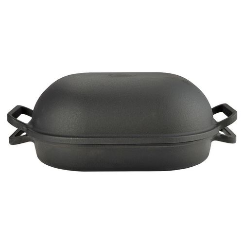 Litinový pekáč oválný 7 l (34 cm) „Krocan“ – masivní husák s poklicí pro pečení vcelku
