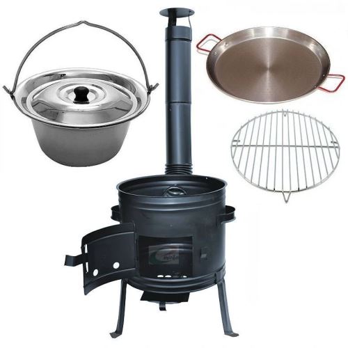 Kotlíkový set Párty 3 v 1, černá kotlina 42 cm a nerezový kotlík 20 L Lux 1,2 mm s poklicí