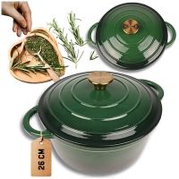 Hrnec litinový smaltovaný HAGE 5 l zelený 26 cm s poklicí (1)