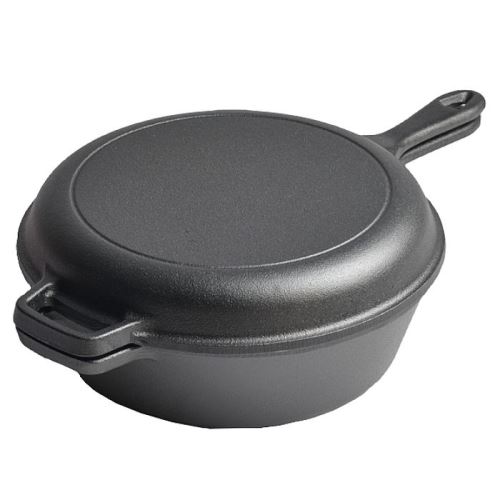 Litinový rendlík s pánví 2 v 1 (27 cm) – multifunkční set pro pečení chleba a pomalé vaření