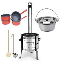 Kotlíkový set Párty Full, nerezová kotlina 36 cm a kotlík 10 L nerezový Lux 1,2 mm s příslušenstvím