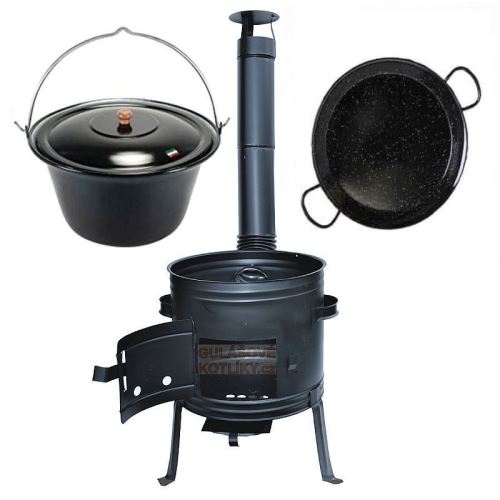 Kotlíkový set Párty 2 v 1, kotlina 42 cm a smaltovaný kotlík 22  L s poklicí