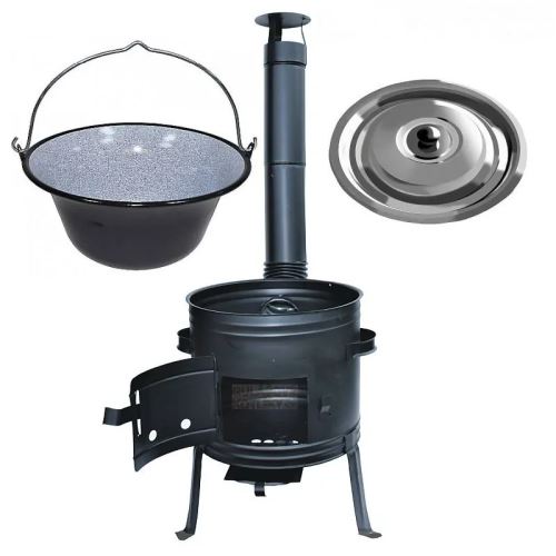 Kotlíkový set Párty, kotlina 39 cm a smaltovaný kotlík 14 L s poklicí nerez