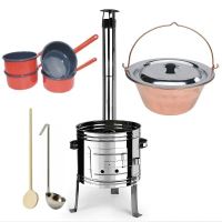 Kotlíkový set Párty Echo nerezová kotlina 39 cm a měděný kotlík 14 L s nerezovou poklicí a příslušenstvím Kotlíkový set Párty Echo nerezová kotlina 39 cm a měděný kotlík 14 L s nerezovou poklicí a příslušenstvím