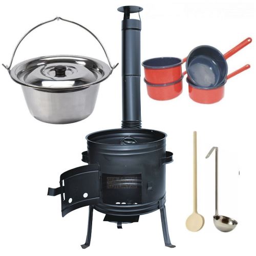Kotlíkový set Párty Full, kotlina 36 cm a kotlík nerez Lux 1,2 mm 10 L s poklicí a příslušenstvím