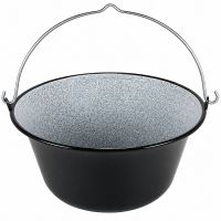 Gigantický gastro kotlík smaltovaný 50 l černý s masivním ocelovým uchem pro extrémní zátěž
