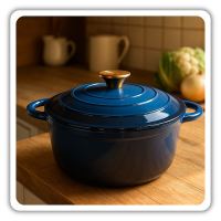 Hrnec litinový smaltovaný HAGE 3 l modrý 22 cm s poklicí (7)
