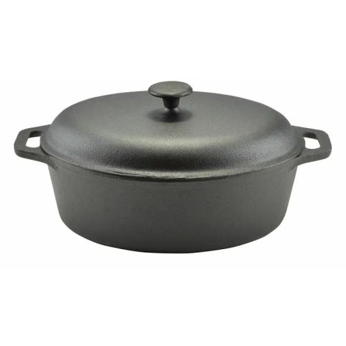 Litinový pekáč oválný 6,5 l (32 cm) „Kachna“ – masivní litinový pekáč s poklicí pro pečení drůbeže