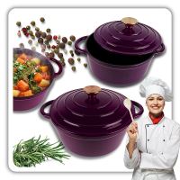 Hrnec litinový smaltovaný HAGE 4 l lilek 24 cm s poklicí (5)