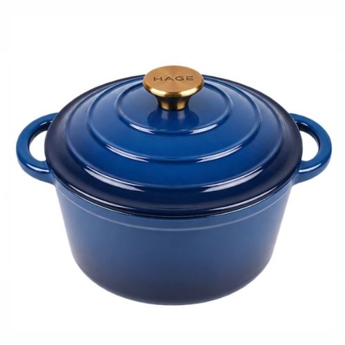 Hrnec litinový smaltovaný HAGE 5 l modrý 26 cm s poklicí