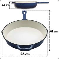 Sada litinového smaltovaného nádobí HAGE 3 díly – modrá, hrnec 3 l, pekáč 6 l s poklicí a pánev 26 cm (5)