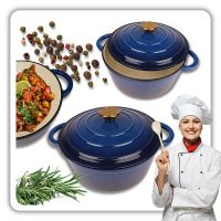 Hrnec litinový smaltovaný HAGE 3 l modrý 22 cm s poklicí (5)