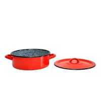 Smaltovaný kastrol s poklicí 5 l – červený s šedým vnitřkem, průměr 24 cm (1)