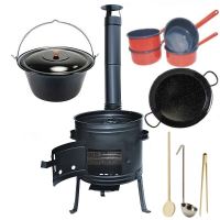 Kotlíkový set Párty 2 v 1, kotlina 45 cm a smaltovaný kotlík 25 L s poklicí a příslušenstvím