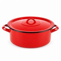 Smaltovaný kastrol s poklicí 5 l – červený s šedým vnitřkem, průměr 24 cm