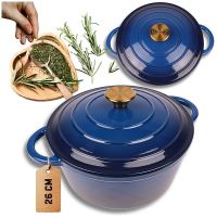 Hrnec litinový smaltovaný HAGE 5 l modrý 26 cm s poklicí (1)