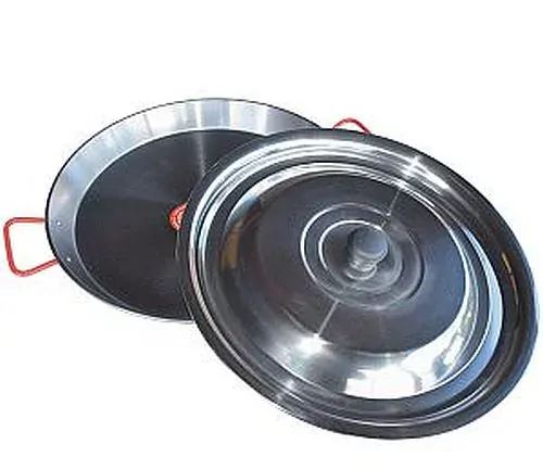 Set paella pánve Garcima z leštěné oceli 38 cm a nerezové poklice – pro 5–8 poctivých porcí