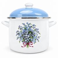 Smaltovaný kastrol s poklicí EmaLion Alice – Pomněnky, objem 1,75 l