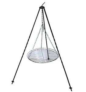 Trojnožka ocelová 1,25 m s grilovacím roštem 50 cm z drátu pro vaření a grilování nad ohněm