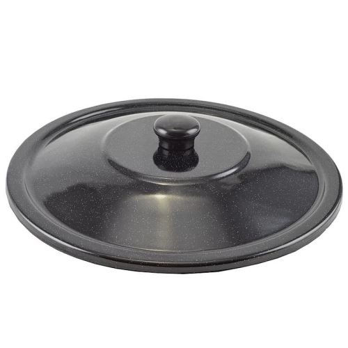 Extra velká smaltovaná poklice 38 cm, černá s odolným plastovým úchytem