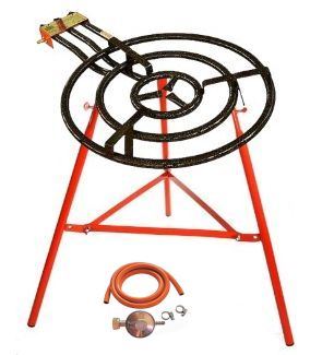 Souprava Hořák M60 Paella s tříokruhovým hořákem 60 cm, připojením na plyn a trubkovým stojanem s výztuhou