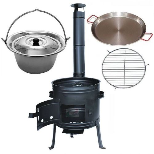 Kotlíkový set Párty 3 v 1, černá kotlina 36 cm a nerezový kotlík 10 L Lux 1,2 mm s poklicí