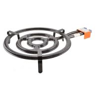 Set Hořák L50 Paella s tříokruhovým hořákem 50 cm, připojením na plynovou lahev, stojanem a pánví z leštěné oceli 60 cm (1)