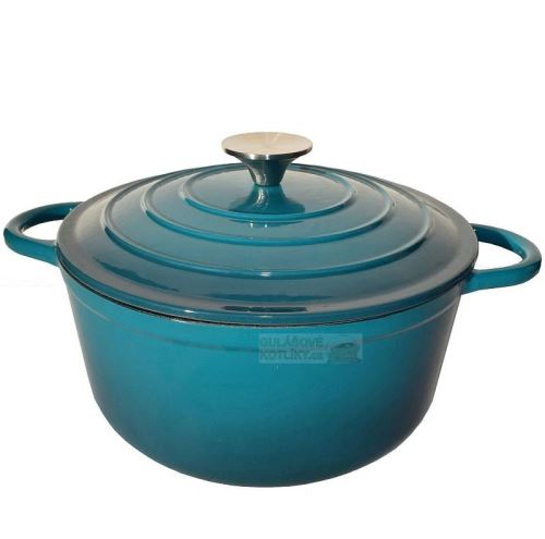 Litinový hrnec se smaltovaným povrchem 3,6 l (24 cm) – tyrkysový univerzální kastrol s poklicí na indukci i pečení
